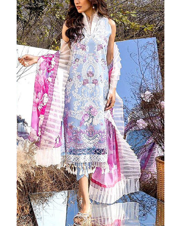Luxury Heavy Embroidered Lawn Dress with Digital Print Silk Dupatta