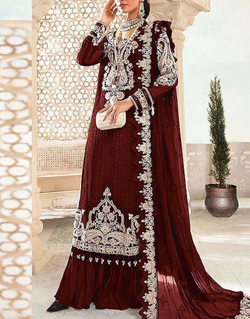 3D Handwork & Heavy Embroidered Chiffon Wedding Dress