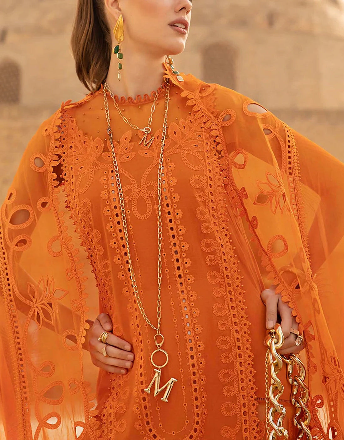 Luxury Heavy Schiffli Embroidered Lawn Dress with Cotton Net Dupatta