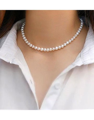 Faux Pearl Choker Necklace