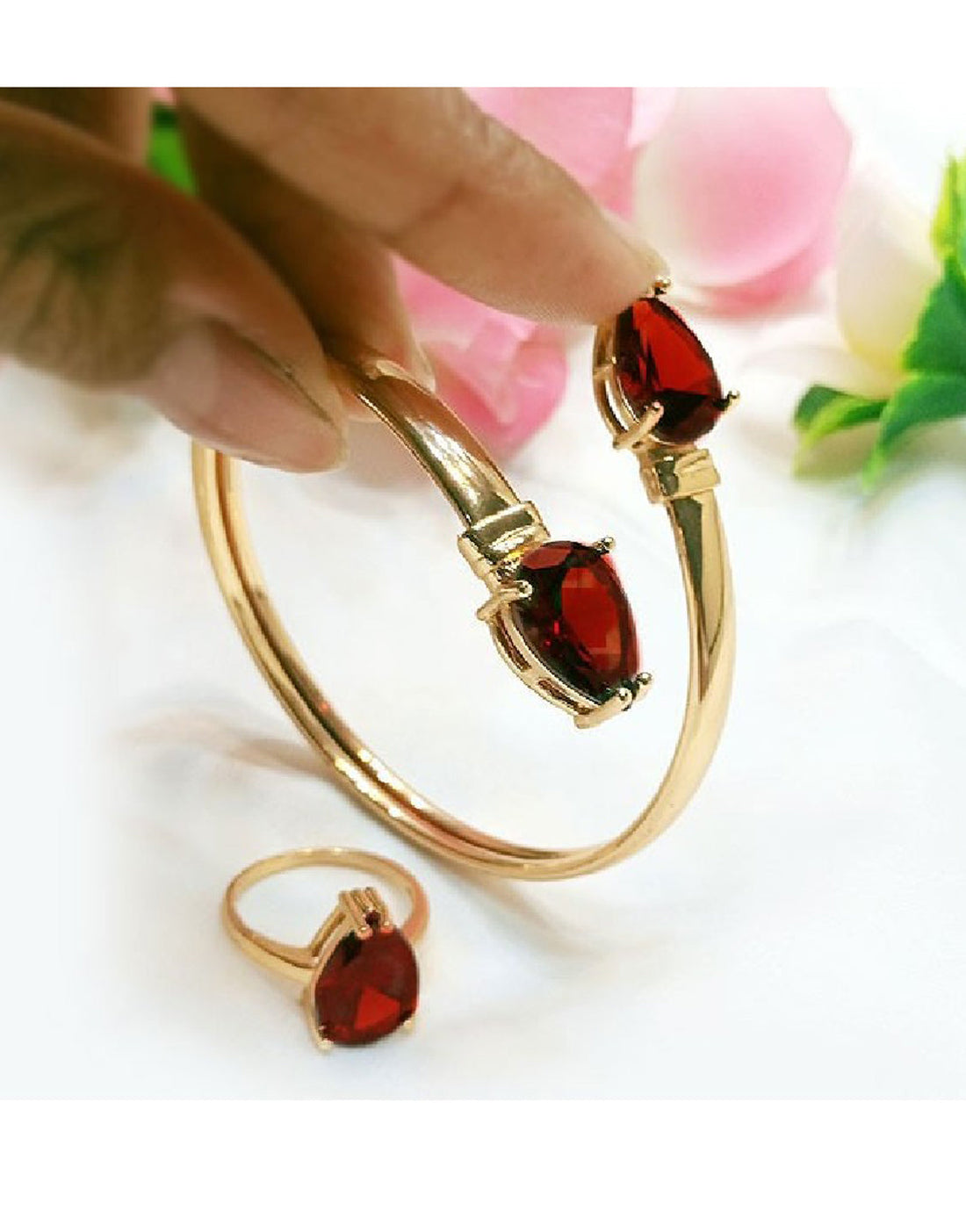 Adjustable Kara Bracelet & Ring Set