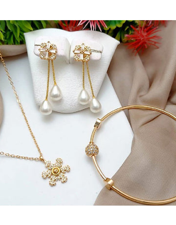 Gold Plated Combo Jewelry Set with Kara Bracelet
