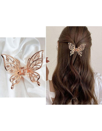 Elegant Butterfly Shaped Hair Clip - Rose Golden