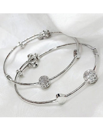 Pair of Adjustable Silver Bracelet Kara for Women
