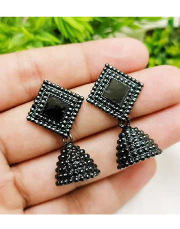 Elegant Black Jhumki Earrings