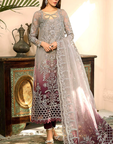 Luxury Handwork Embellishment & Embroidered Ombre Organza Dress for Formal & Party Wear