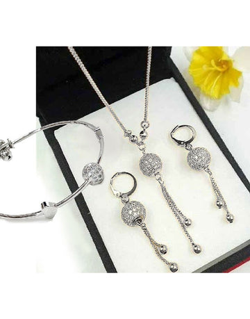 Adorable Ball Shaped Zircon Jewelry Set with Bracelet & Earrings