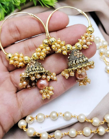 Indian Long Mala with Antique Jhumkis