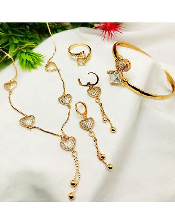 Indian Gold Plated Fashion Jewelry Set with Bracelet Kara, Earrings & Rings