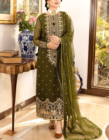 Heavy Embroidered Fancy Chiffon Mehndi Dress for Wedding Functions
