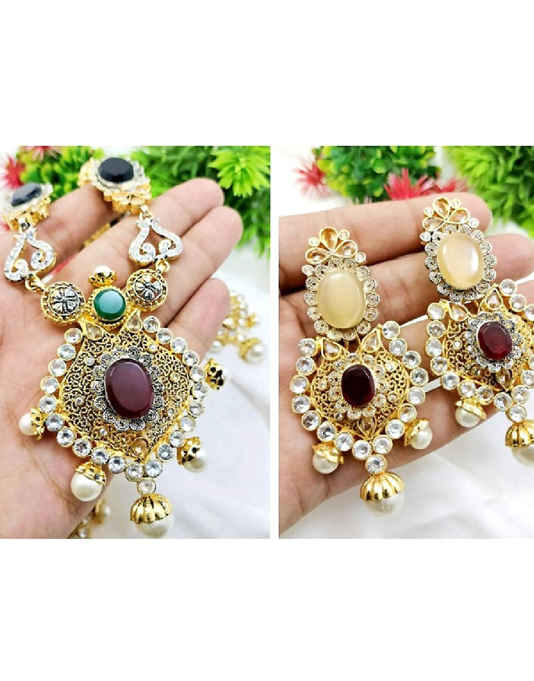 Premium Quality Indian Rajwadi Long Mala Set with Earrings