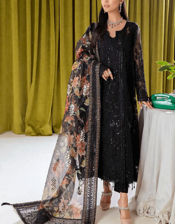 Luxury Handwork & Embroidered Organza Black Wedding Dress (Same As Original)