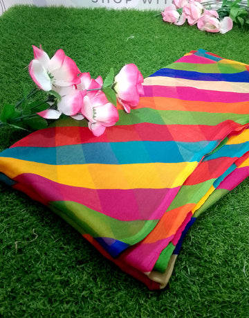 Multicolor Printed Chiffon Dupatta for Mayun & Mehndi