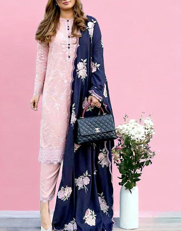 Luxury Embroidered Lawn Dress with Bamber Chiffon Dupatta