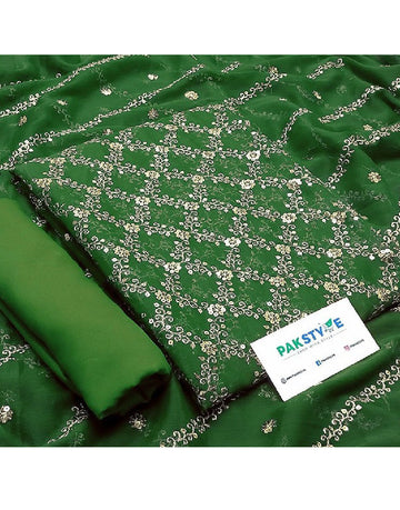 Heavy Embroidered Chiffon Party Wear Dress with Embroidered Chiffon Dupatta