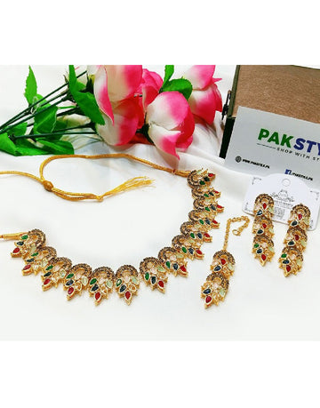 Indian Style Zircon Studded Party Wear Jewellery Set