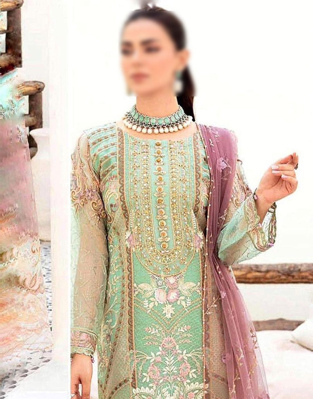 Luxury Handwork Heavy Embroidered Organza Wedding Dress