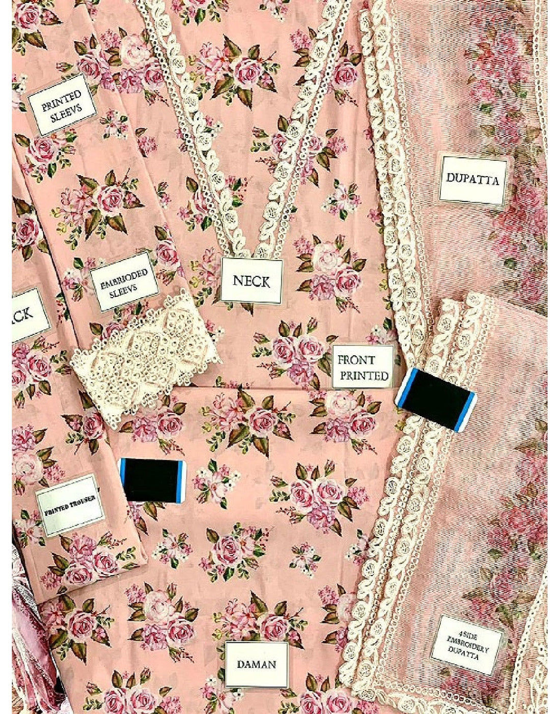 Digital Print Embroidered Swiss Lawn Dress with Organza Dupatta