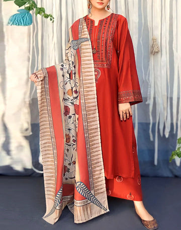 Elegant Sequins Embroidered Lawn Suit with Diamond Organza Dupatta
