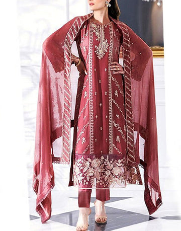 Heavy Embroidered Lawn Dress with Bamber Chiffon Dupatta
