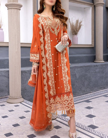Heavy Embroidered Lawn Suit with Bamber Chiffon Dupatta