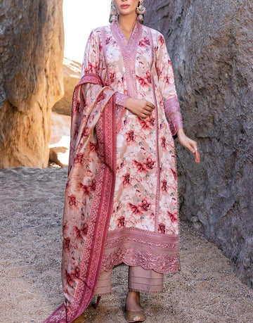 Digital Print Embroidered Lawn Dress with Lawn Dupatta