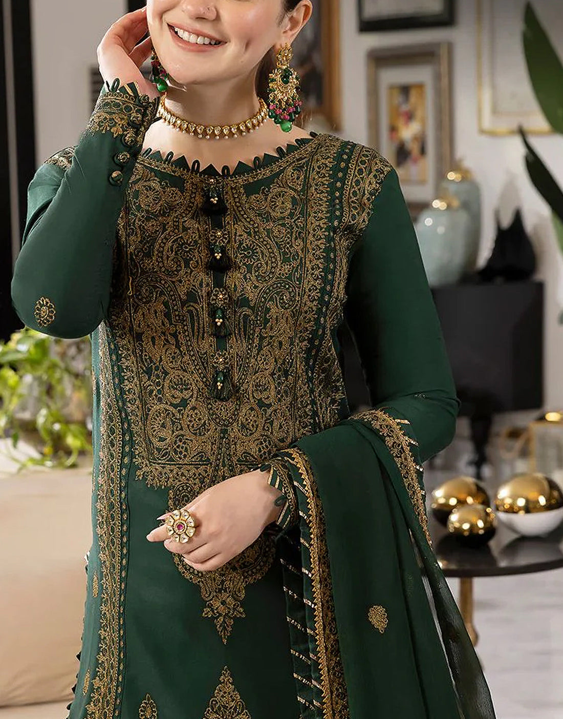 Luxury Embroidered Lawn Dress with Bamber Chiffon Dupatta