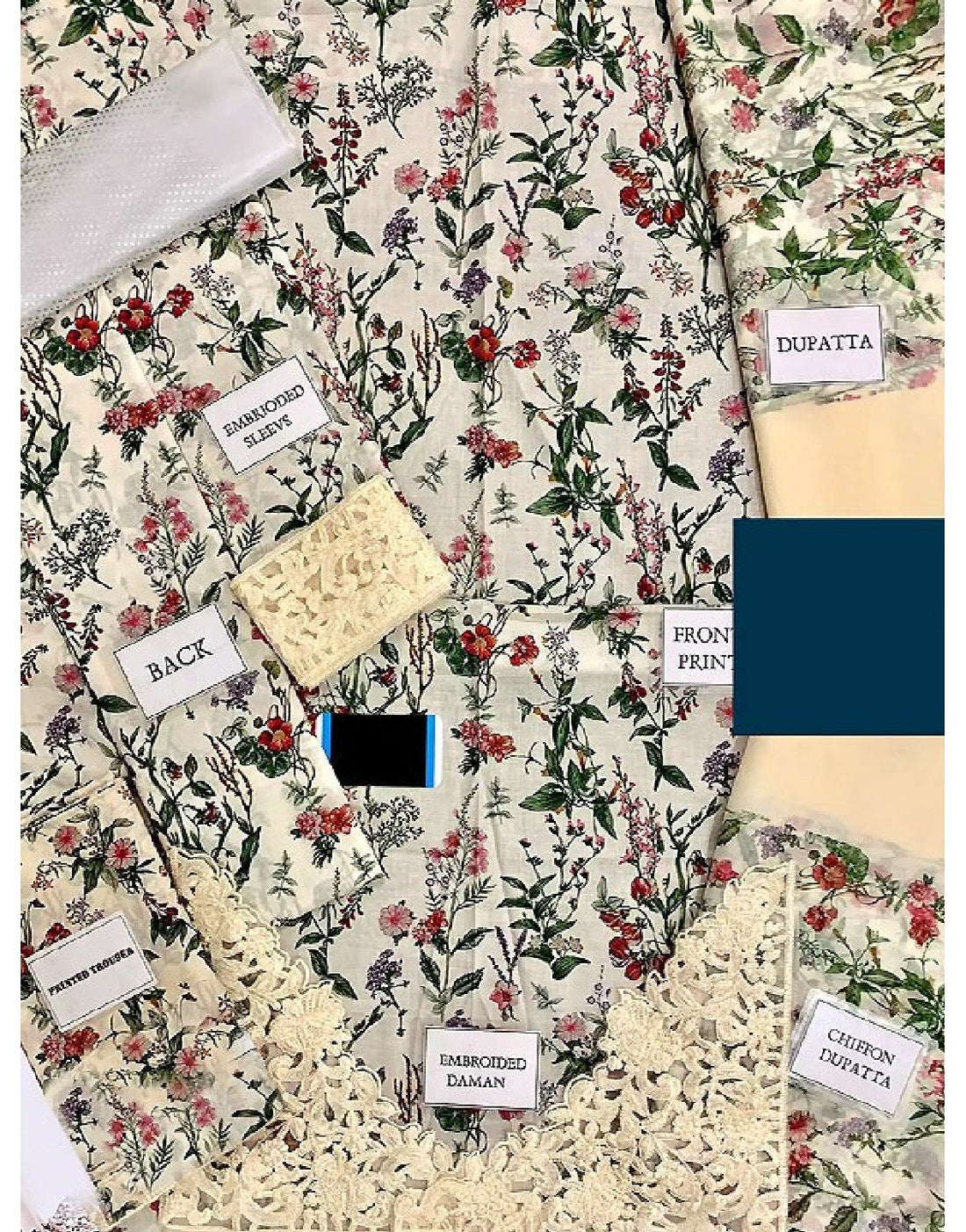 SALE - Elegant Embroidered Lawn Dress with Chiffon Dupatta