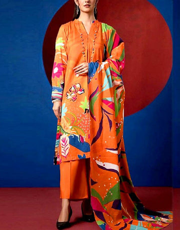 Digital Print Lawn Dress with Diamond Voil Dupatta