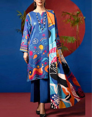 Digital Print Lawn Suit with Diamond Voil Dupatta