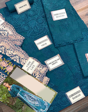 Luxury Schiffli Embroidered Lawn Dress with Heavy Emb. Organza Dupatta
