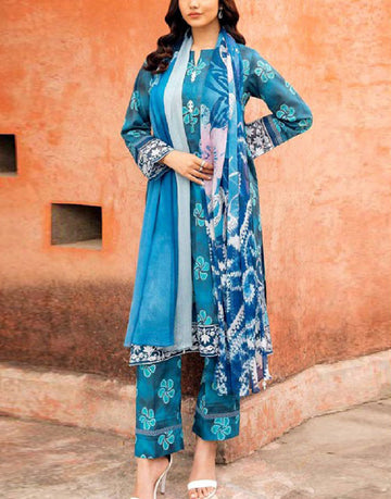 SALE - Heavy Embroidered Lawn Dress with Chiffon Dupatta
