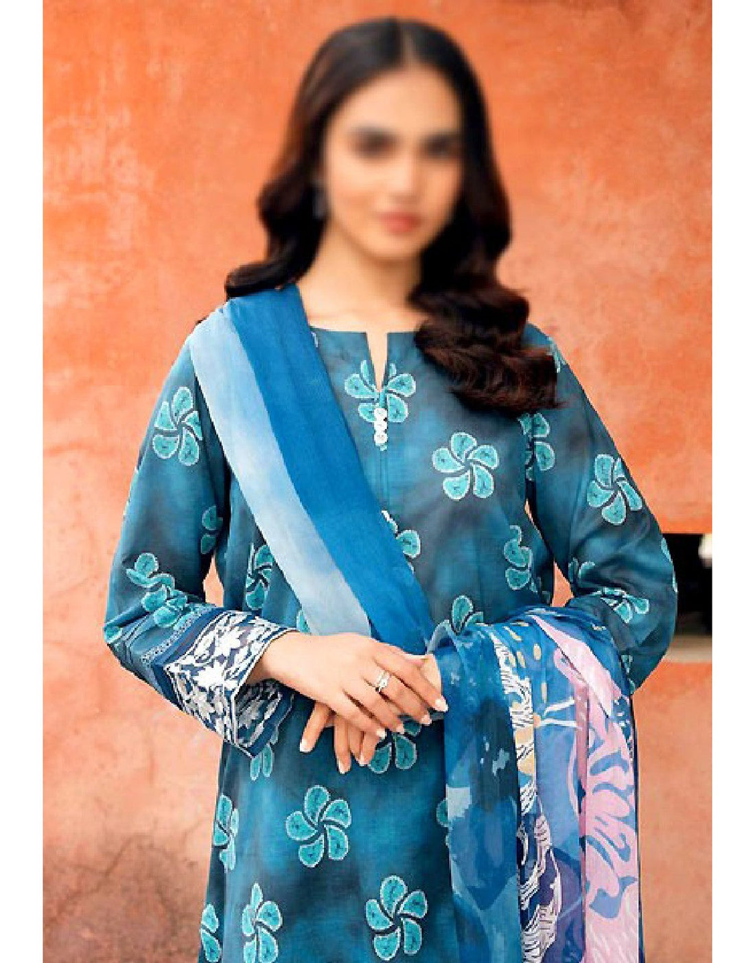 SALE - Heavy Embroidered Lawn Dress with Chiffon Dupatta