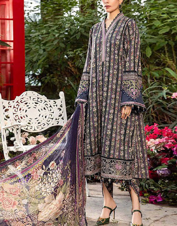 All-Over Print Embroidered Lawn Dress with Chiffon Dupatta