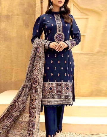 Heavy Embroidered Lawn Dress with Diamond Organza Dupatta