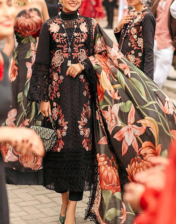 Heavy Embroidered Lawn Dress with Diamond Organza Dupatta