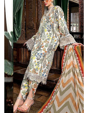 All-Over Print Embroidered Lawn Dress with Chiffon Dupatta