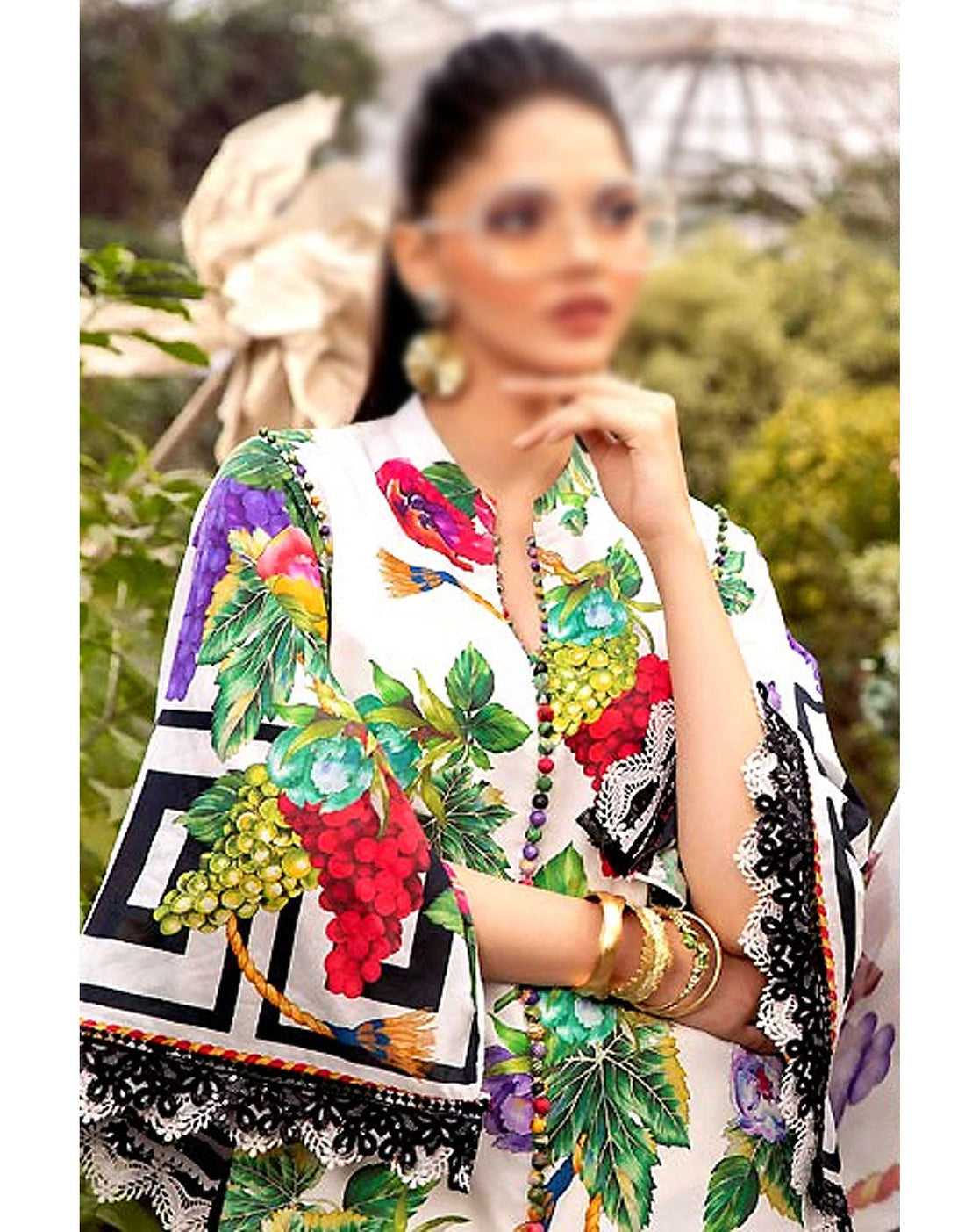 All-Over Print Embroidered Lawn Suit with Chiffon Dupatta