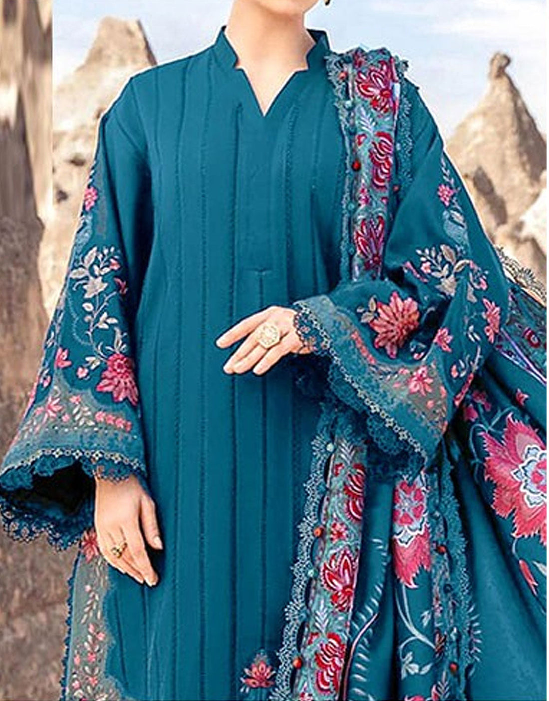 Embroidered Lawn Suit with Digital Print Diamond Lawn Dupatta