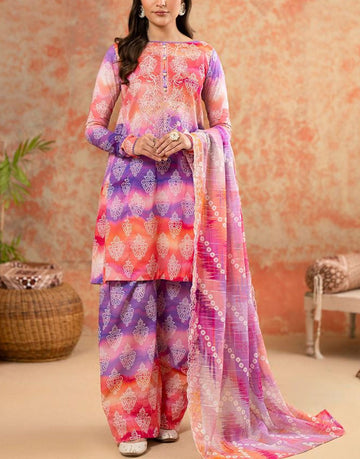 Digital All-Over Chunri Print Lawn Dress with Diamond Dupatta