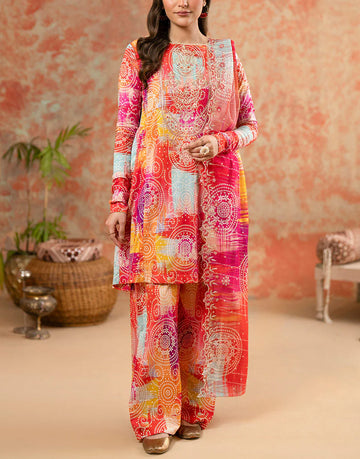 Digital All-Over Chunri Print Lawn Dress with Diamond Dupatta