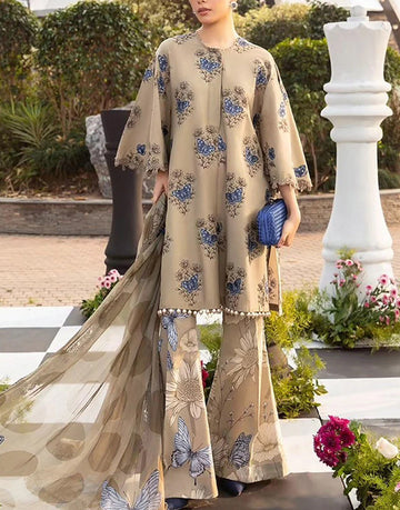 Digital All-Over Print Lawn Dress with Printed Chiffon Dupatta