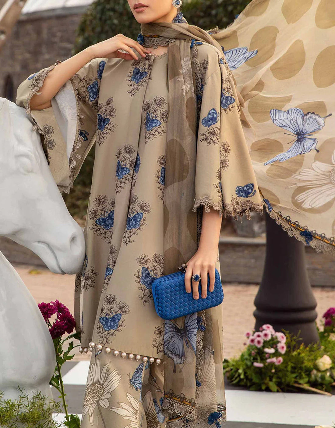 Digital All-Over Print Lawn Dress with Printed Chiffon Dupatta