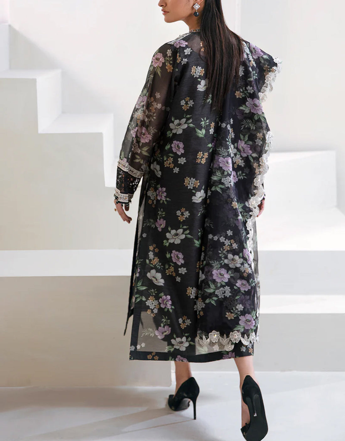 Fancy Embroidered EID Lawn Dress with Emb. Khaddi Net Dupatta