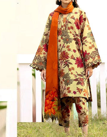 SALE - Digital All-Over Print Lawn Dress with Voil Lawn Dupatta