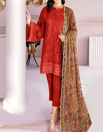 Heavy Embroidered Lawn Dress with Emb. Brochia Dupatta