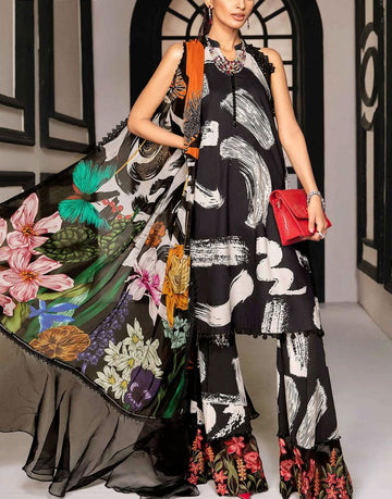 All-Over Print Embroidered Lawn Suit with Chiffon Dupatta