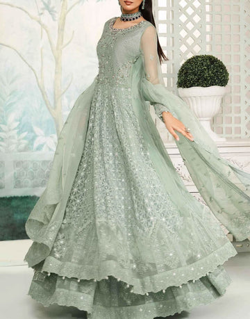 Maria B Bamber Chiffon Party Wear Maxi Dress | SF-EA24-36