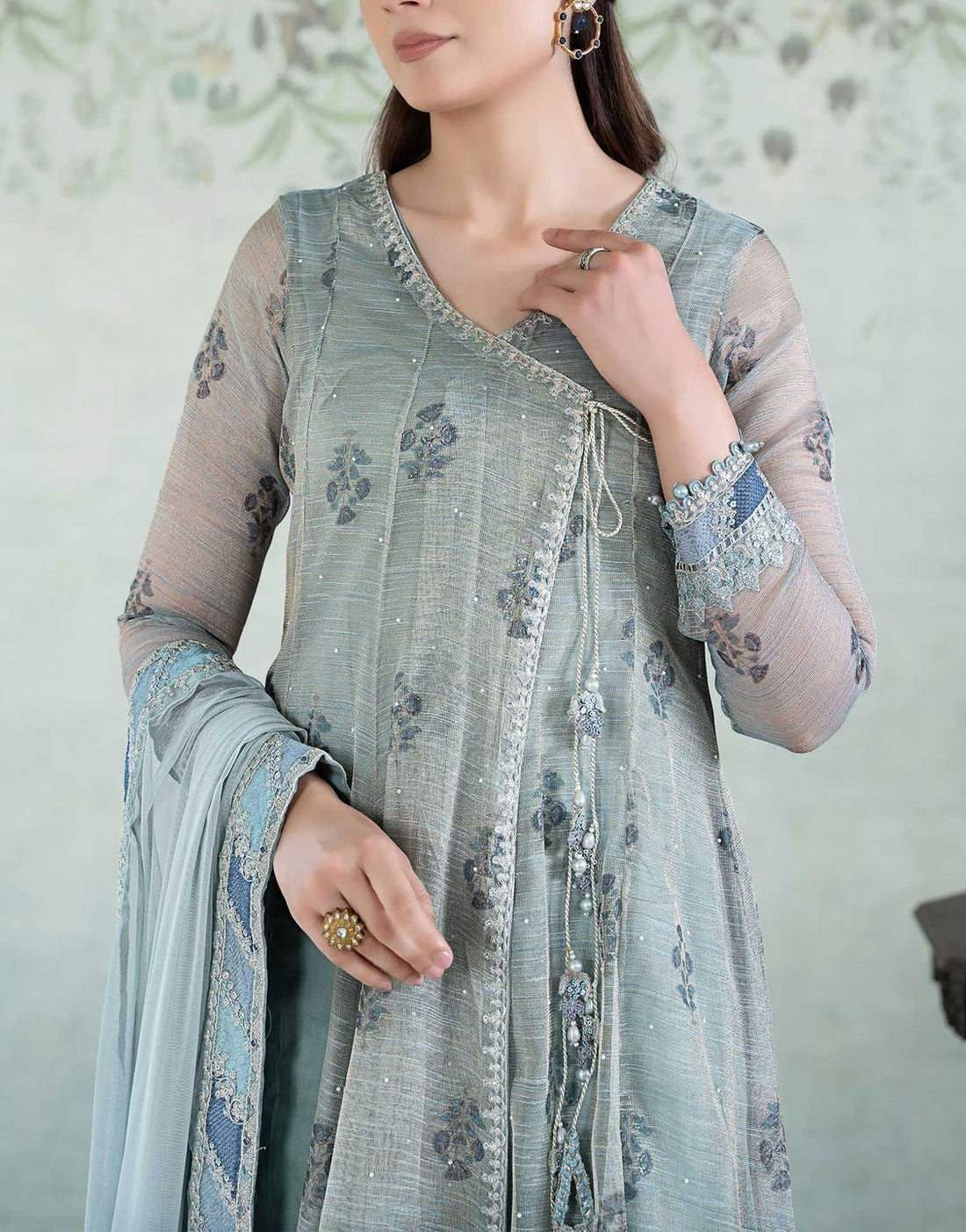 Maria B 3 Piece Formal Yarn Dyed Suit for Wedding | DW-EA24-29 Blue