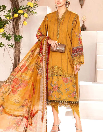 Luxury Embroidered Lawn Suit with Chiffon Dupatta